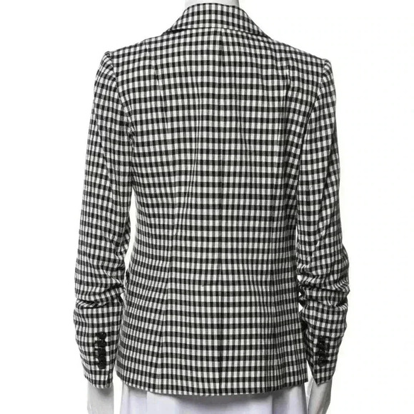 Veronica Beard Dickey Jacket Blazer 6 Caldwell Black White Gingham Check Ruched - Picture 10 of 13